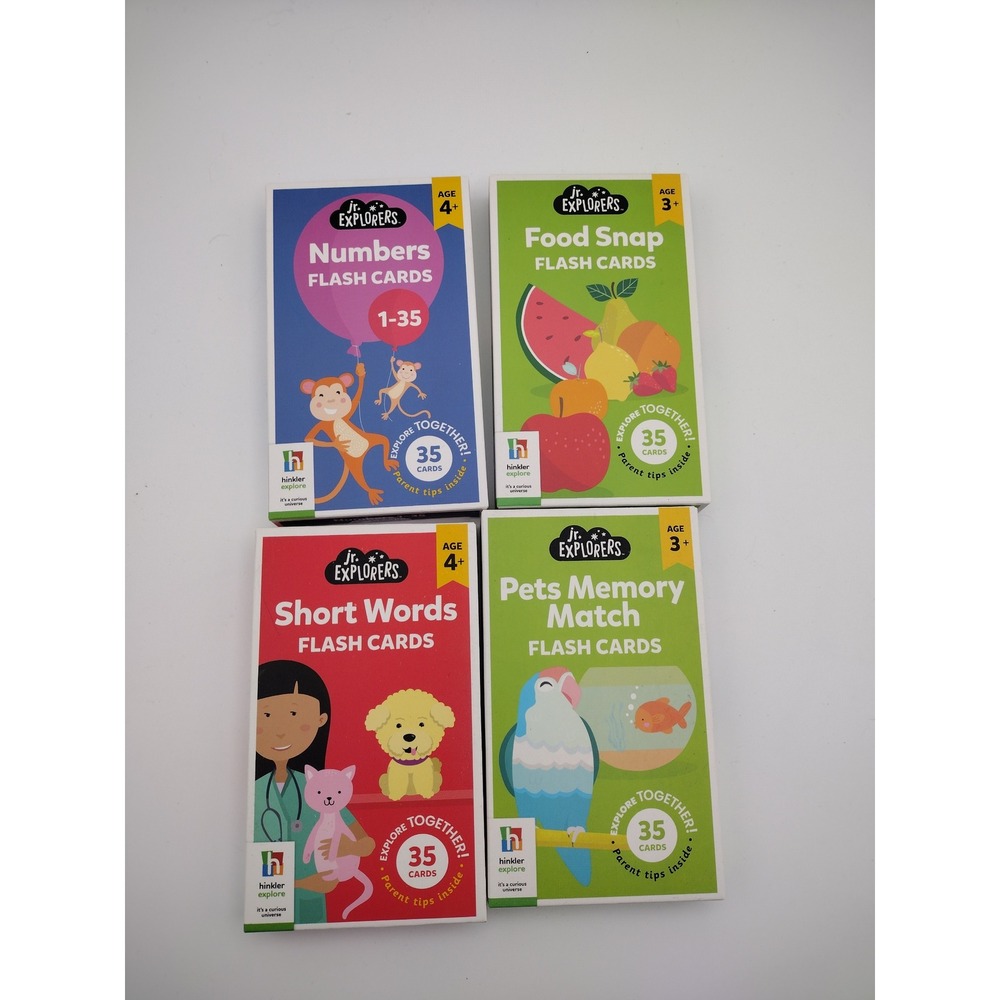 Hinkler Jr‎ Explorers Flash Cards Set 4 Numbers Food Words Pets Memory Match